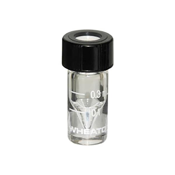Cp Lab Safety. Wheaton 0.3ML, Graduated Glass V-Vials, 13-425, Hole Caps & Case of 12 W986293NG - main